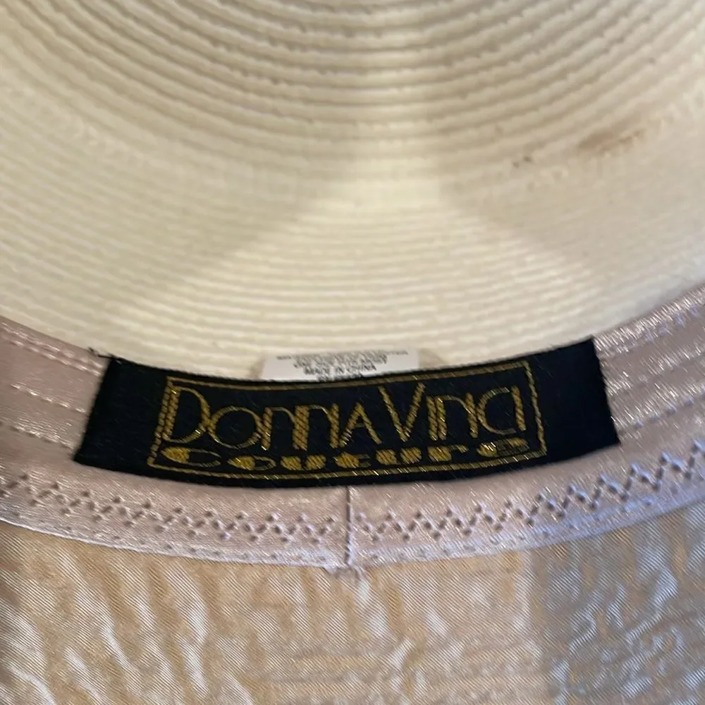 Vintage Donna Vina Couture Satin Hat with Bow Cream
